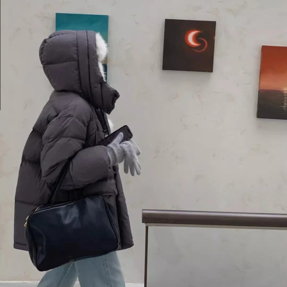 Down Jacket Lady Thick Warm White Duck Down Coat Female Fashion Winter Women Hooded Parkas Waterproof Puffer Jacket Overcoat - Image 5