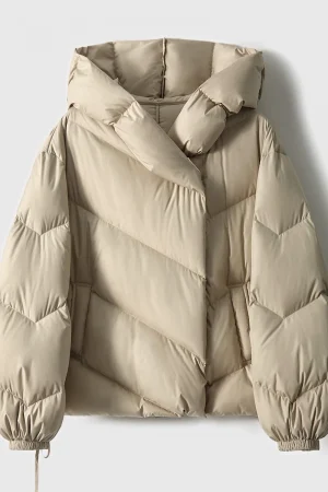 2023 Winter Coat Women New Short Lightweight White Duck Down Coat Hooded Loose Warm Bread Puffer Jacket Female Outerwear
