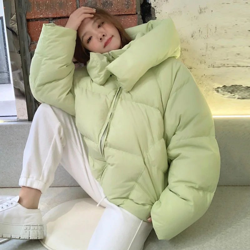 Oversized Women Winter Jacket Short Hooded Parkas Casual Solid Color Thicken Warm Cotton-padded Outerwear Puffer Coats Female - Image 4