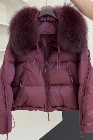 2025 Fashion Winter Women Goose Down Jacket Natural Raccoon Fur Collar Coats Parka Puffer Jackets Outwear Coats