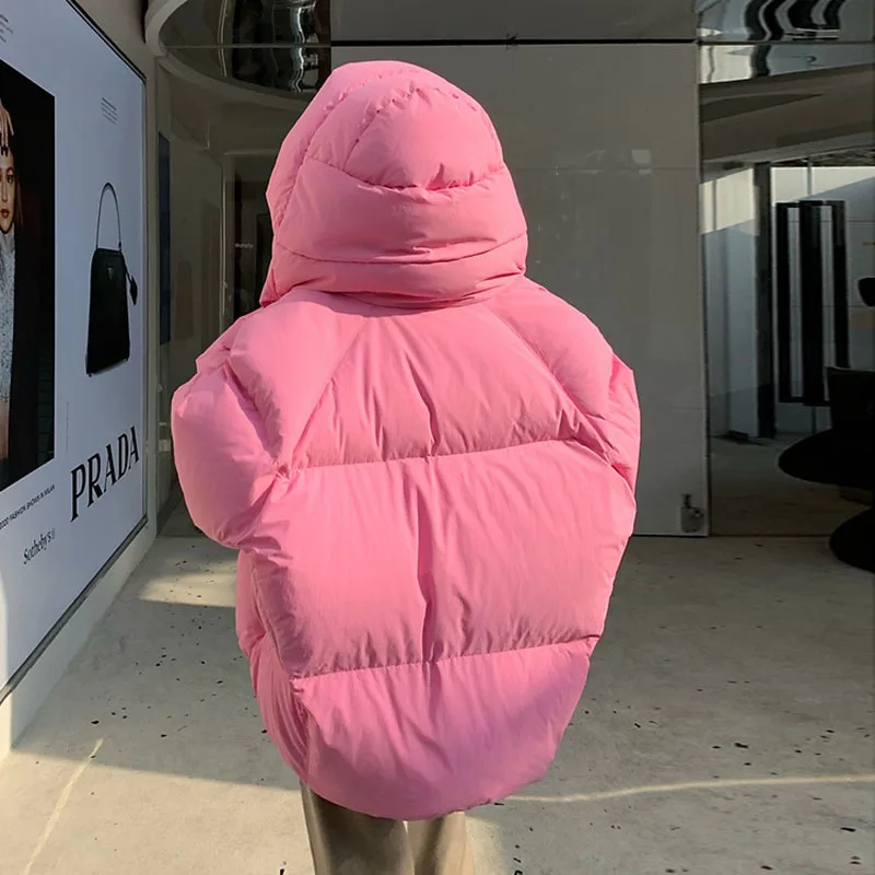 Oversized Women Winter Jacket Short Hooded Parkas Casual Solid Color Thicken Warm Cotton-padded Outerwear Puffer Coats Female - Image 2
