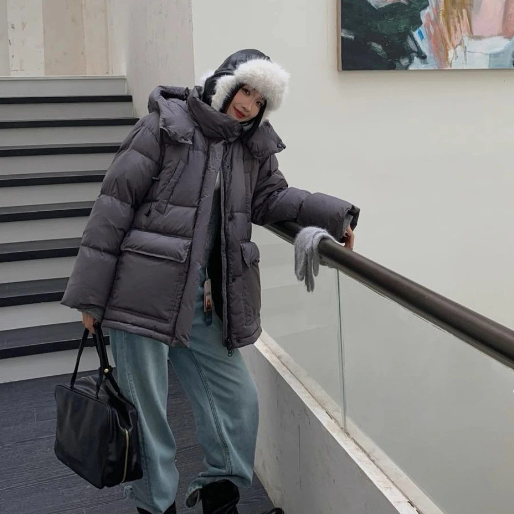 Down Jacket Lady Thick Warm White Duck Down Coat Female Fashion Winter Women Hooded Parkas Waterproof Puffer Jacket Overcoat